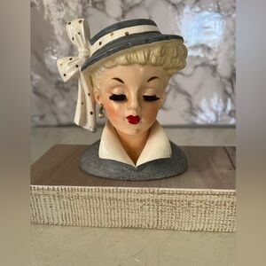 Vintage Napco Lady with Hat Vase, Style C3959A, Rare 1959 Lady Vase